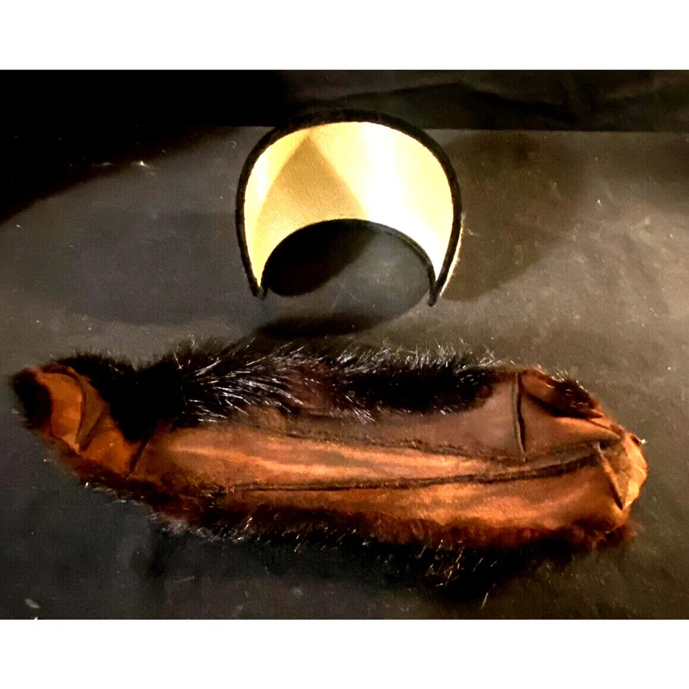 Vintage 1960s Ladies Black Mink Fur Flapper Headband USA Made